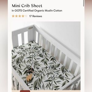 Babyletto Olive Branch Patterned Mini Crib Sheet - New in Box
